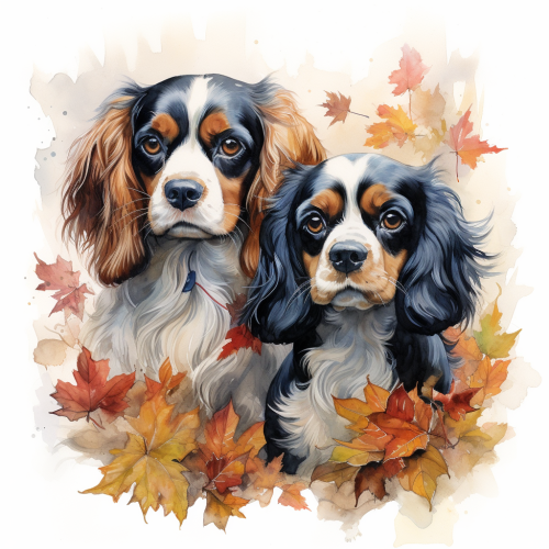 Adorable Cavalier King Charles Spaniels in the Forest