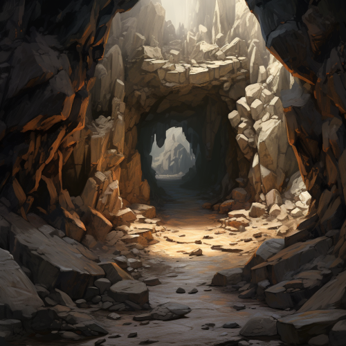 Blocked cave entrance by rocks