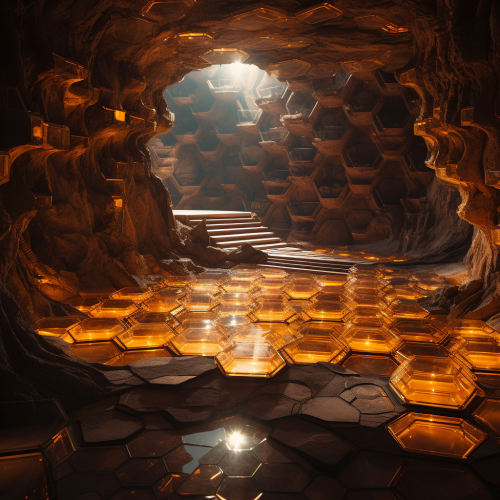 Underground launchpad in honeycomb cave Underground launchpad in honeycomb cave