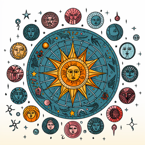 Celestial astrological clipart on white background