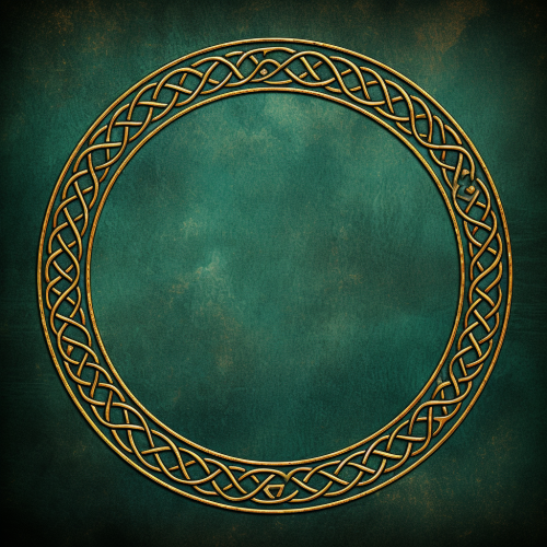 Celtic Knots Round Frame on Green Grunge Background