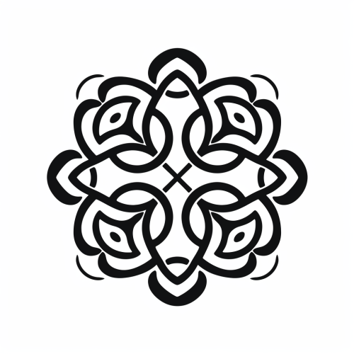 Celtic Design Black Line on White Background