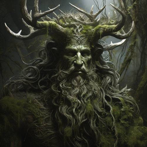 Elaborate-horned Forest God in Twilight
