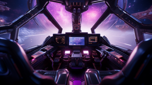 Futuristic chairless cockpit in spaceship Futuristic chairless cockpit in spaceship