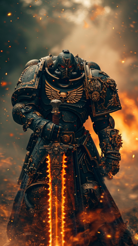 Chaos Demon Space Marine with Blurry Background