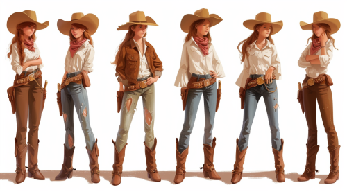 Cowgirl character in various poses
