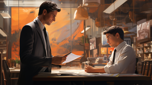 Charismatic businessmen conversation in office