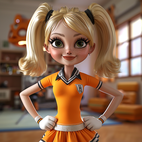 Cartoon Cheerleader in Heroes TV Show Room