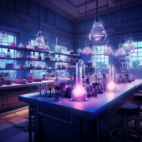 Chemistry Lab Wide Shot Suspensful Lighting