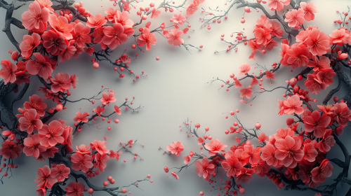 White Cherry Blossom Branches Graphic Design White Cherry Blossom Branches Graphic Design