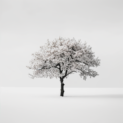 Beautiful cherry blossom tree with white flowers