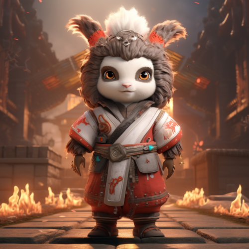 Adorable chibi llama in Kung Fu Panda anime style
