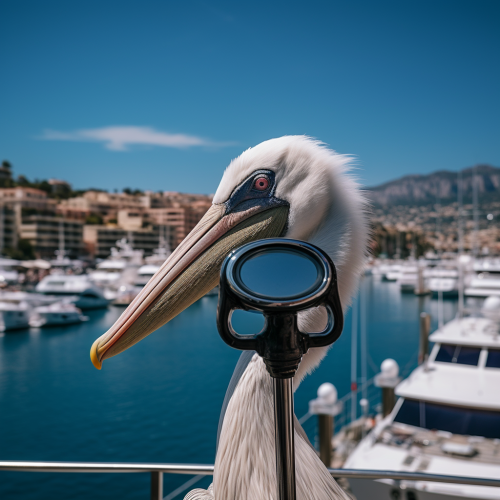 Stylish pelican captivated by Monaco F1 race