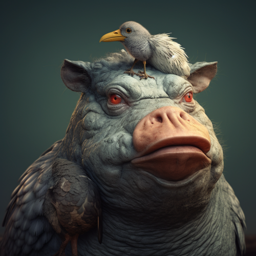 Unique animal creation: chicken hippo mix