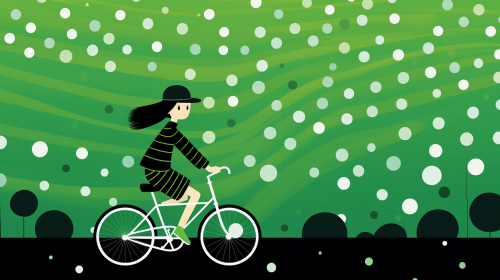 Minimalist illustration of a child riding a bicycle