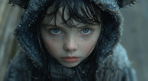 Child with Panda Raincoat Style