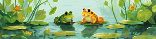 Children's Daycare Mural with Frogs and Green Foliage