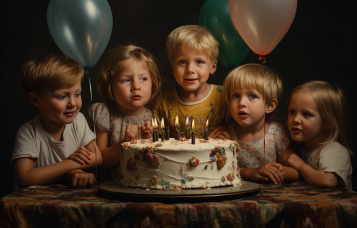 Excited children at birthday celebration