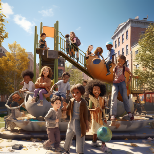 Kids having fun at the playground