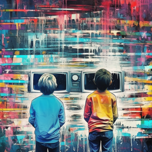 Children engrossed in smartphones