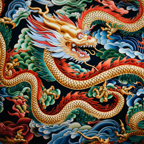 Chinese dragon textile pattern with multiple dragons