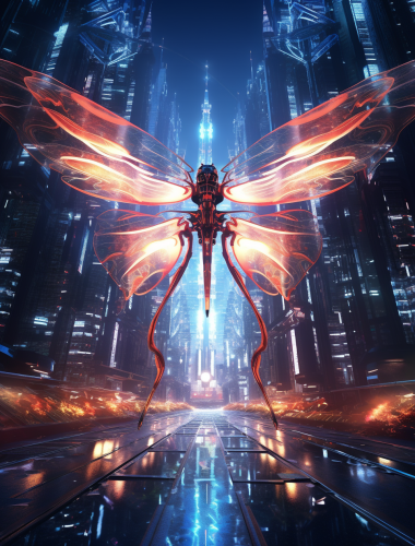 Vibrant Chinese Dragon in Futuristic Cyber City