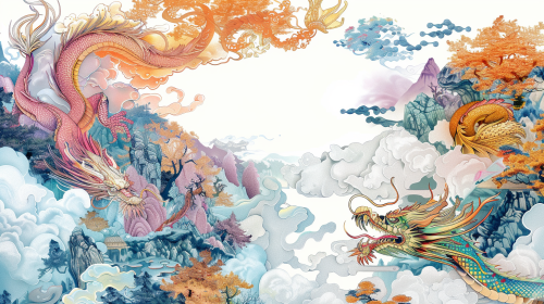 Chinese Dragon Tea Illustration Exquisite