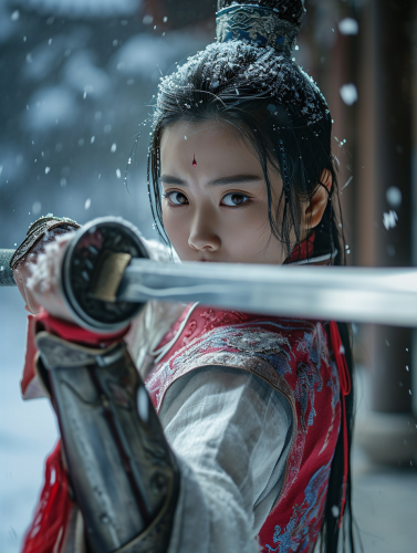 Chinese longsword girl in Tang Dynasty clothing