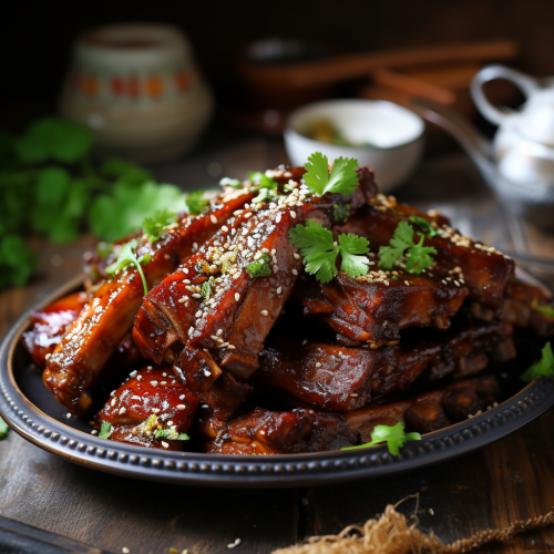 Chinese spare ribs close-up