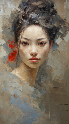 Beautiful Chinese woman painting artwork