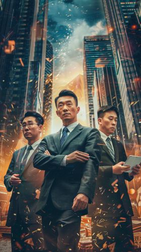 Chinese businessmen modern urban deal