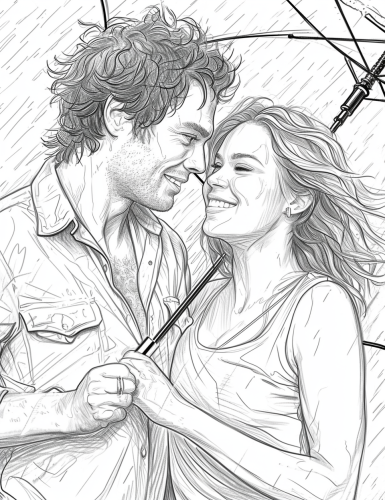 Chris Pine and Jennifer Lawrence running under umbrella in rain Chris Pine and Jennifer Lawrence running under umbrella in rain