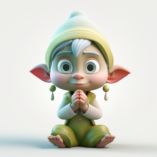 Christmas elf doing a namaste pose