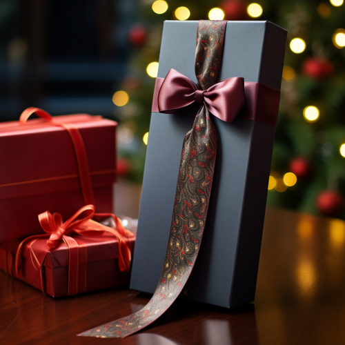 Christmas gift box with red ribbon