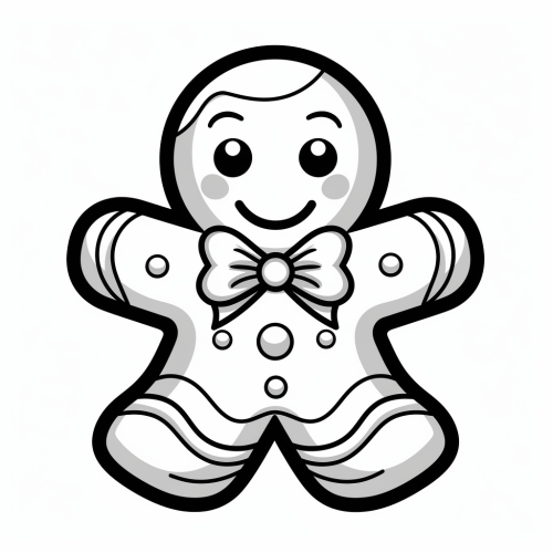 Black and White Cartoon Gingerbread Cookie
