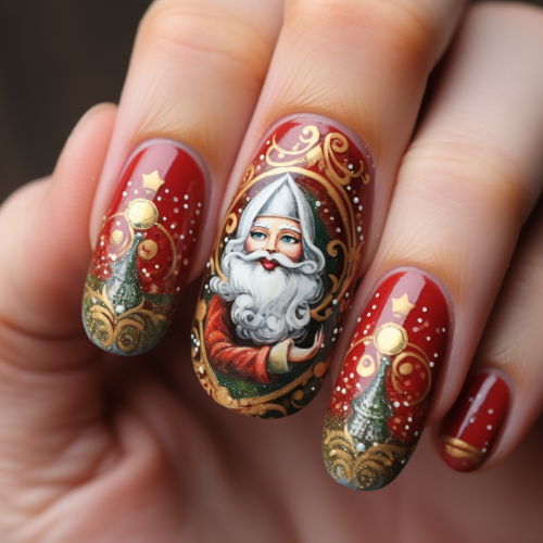 Stylish Christmas press-on nails with loose design Stylish Christmas press-on nails with loose design