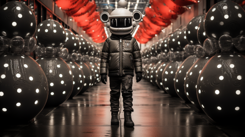 Quirky Christmas characters in vibrant interior