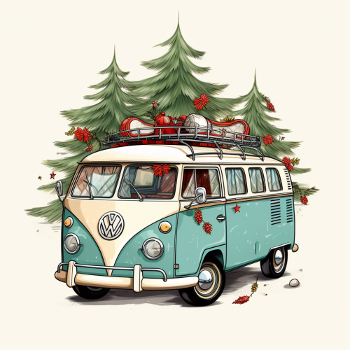 Festive Christmas Camper Van Poster