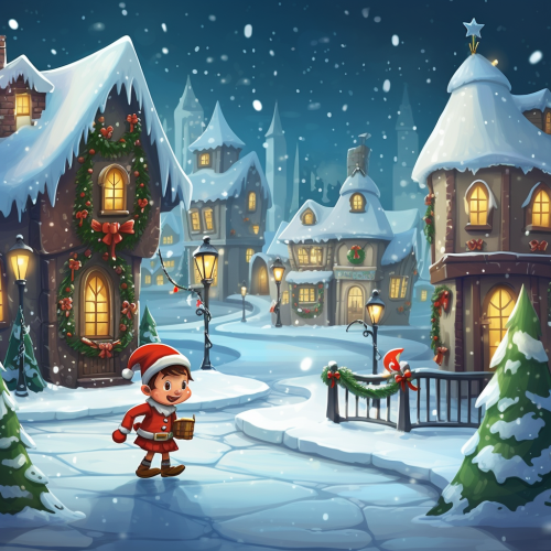 Christmas elf backdrop cartoon