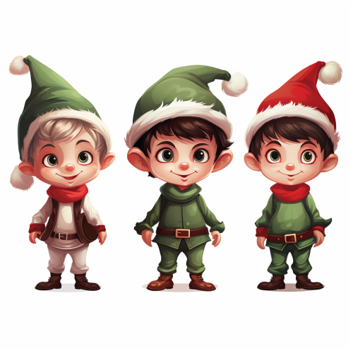 Christmas elves vector on plain white background