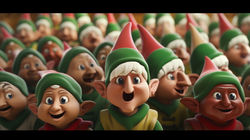 Group of diverse Christmas elves
