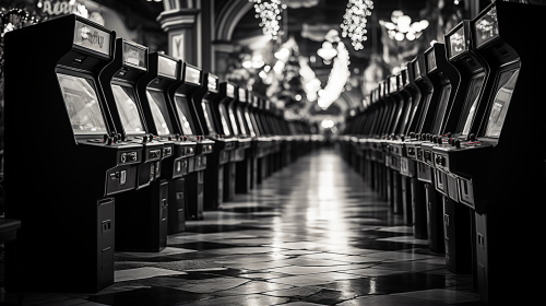 Decorated Christmas mall arcade game