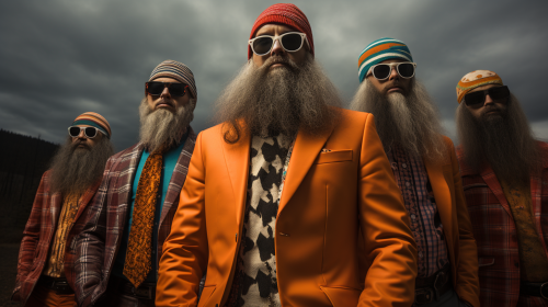 Quirky characters dressed in vibrant Christmas attire