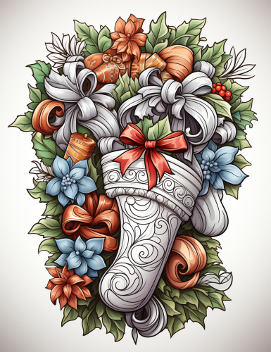 Christmas Stocking Mandala Coloring Book Illustration
