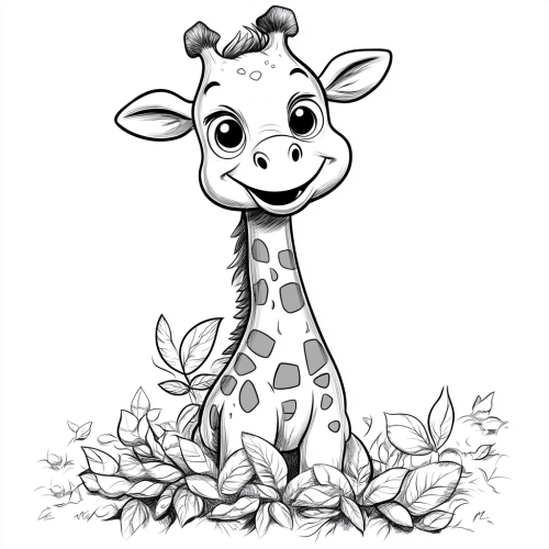Cute Giraffe Stretching Neck Coloring Page