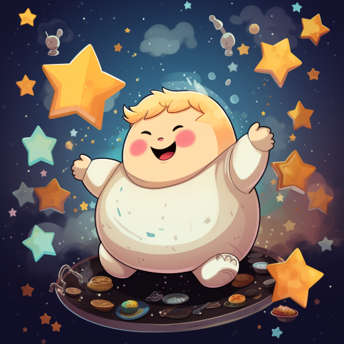 Chubby planet man smiling cartoon illustration