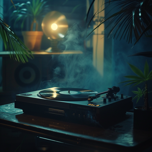 Record player in dark room