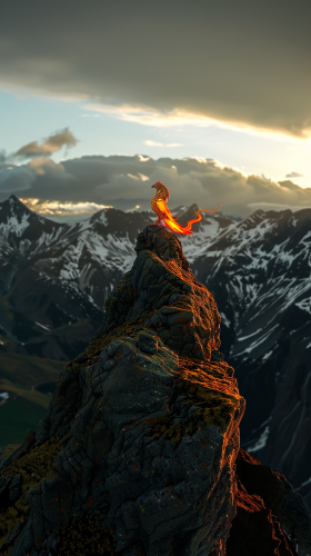 majestic phoenix perched mountain
