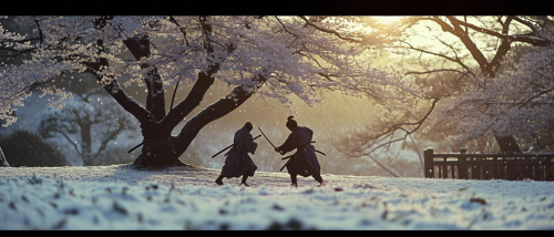 Two Samurai Duel in Winter