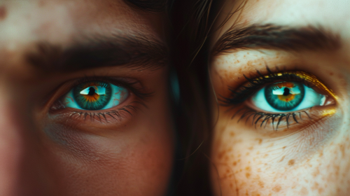 Colorful eyes looking at camera